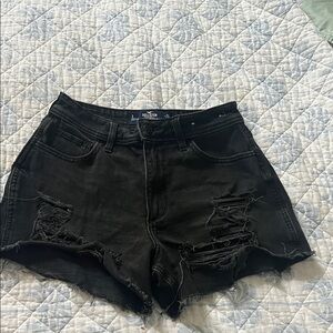 Hollister Women's Distressed Black Jean Shorts - Size 3 or 26